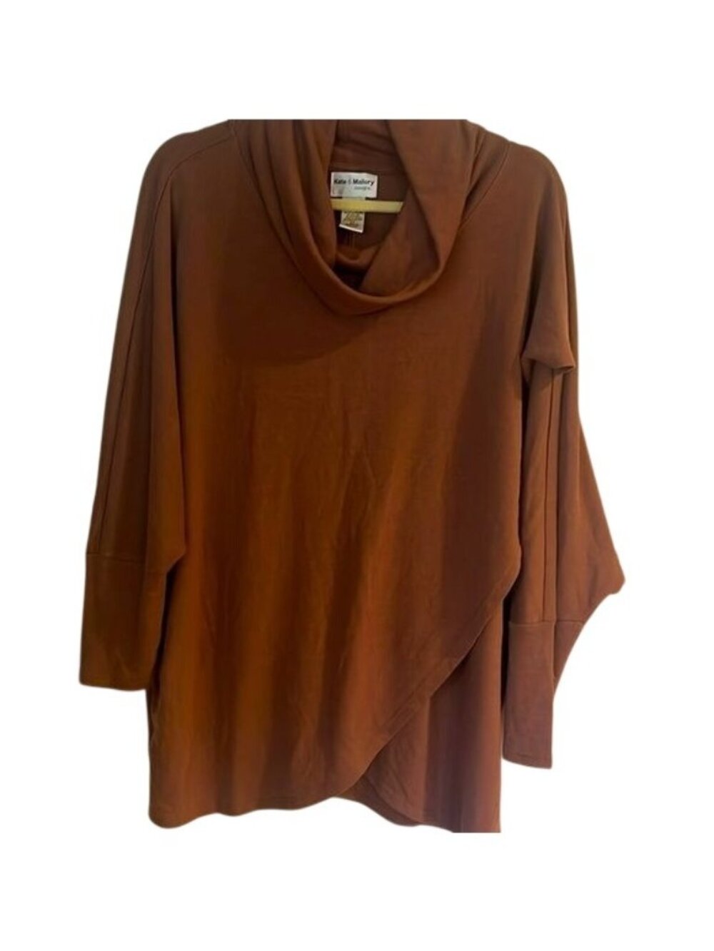 Kate & Mallory Designs NWOT Size 2X rose brown Cowl Neck Tulip Hemline Sweater